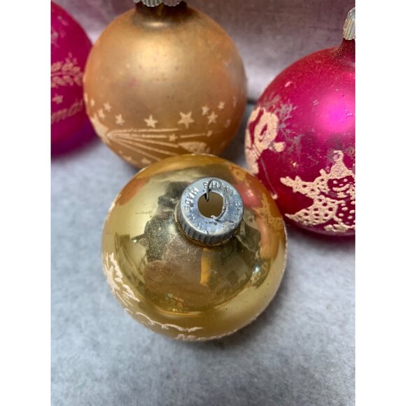 Vintage Christmas Ornament Set Assorted Designs Colors Retro Glass Baubles Holid - Picture 9 of 14